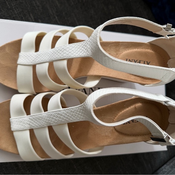 Alfani Women's 8.5M White Wedge Strappy Heels - Picture 5 of 16